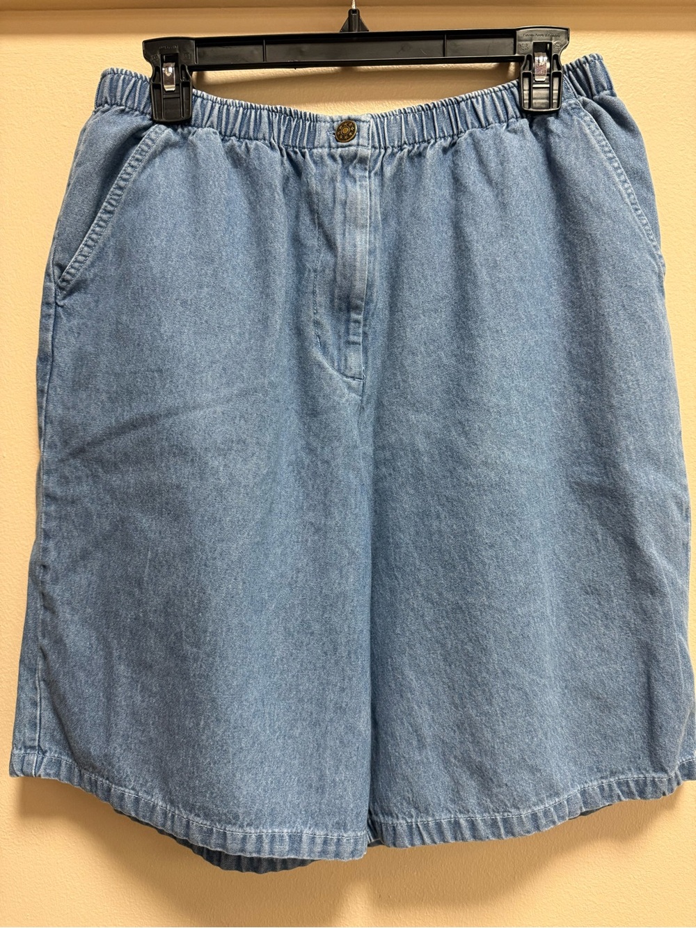 Blair Vintage Denim Pull On Shorts Elastic Waist Light Wash Cotton Size 14
